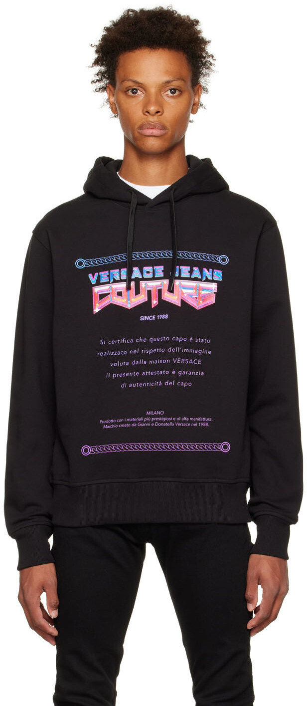 

Черная толстовка с капюшоном Versace Jeans Couture, Черный