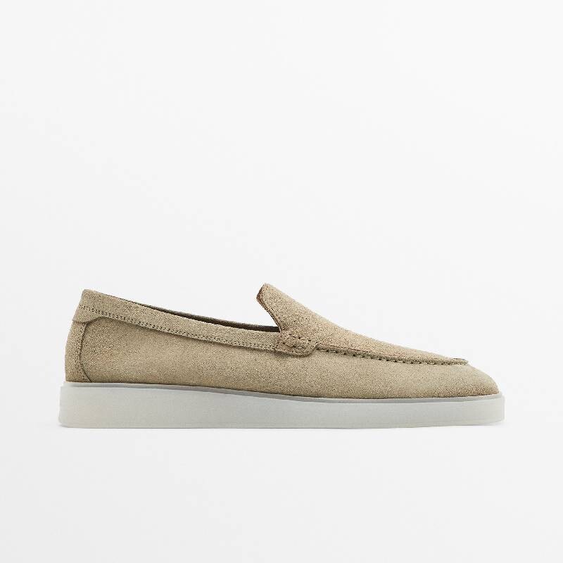 

Лоферы из замши Massimo Dutti Sand Split, бежевый