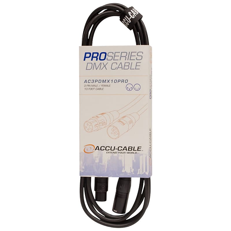 ADJ American DJ AC3PDMX10PRO Accu-Cable Pro Series 10-футовый DMX-кабель, 3-контактный