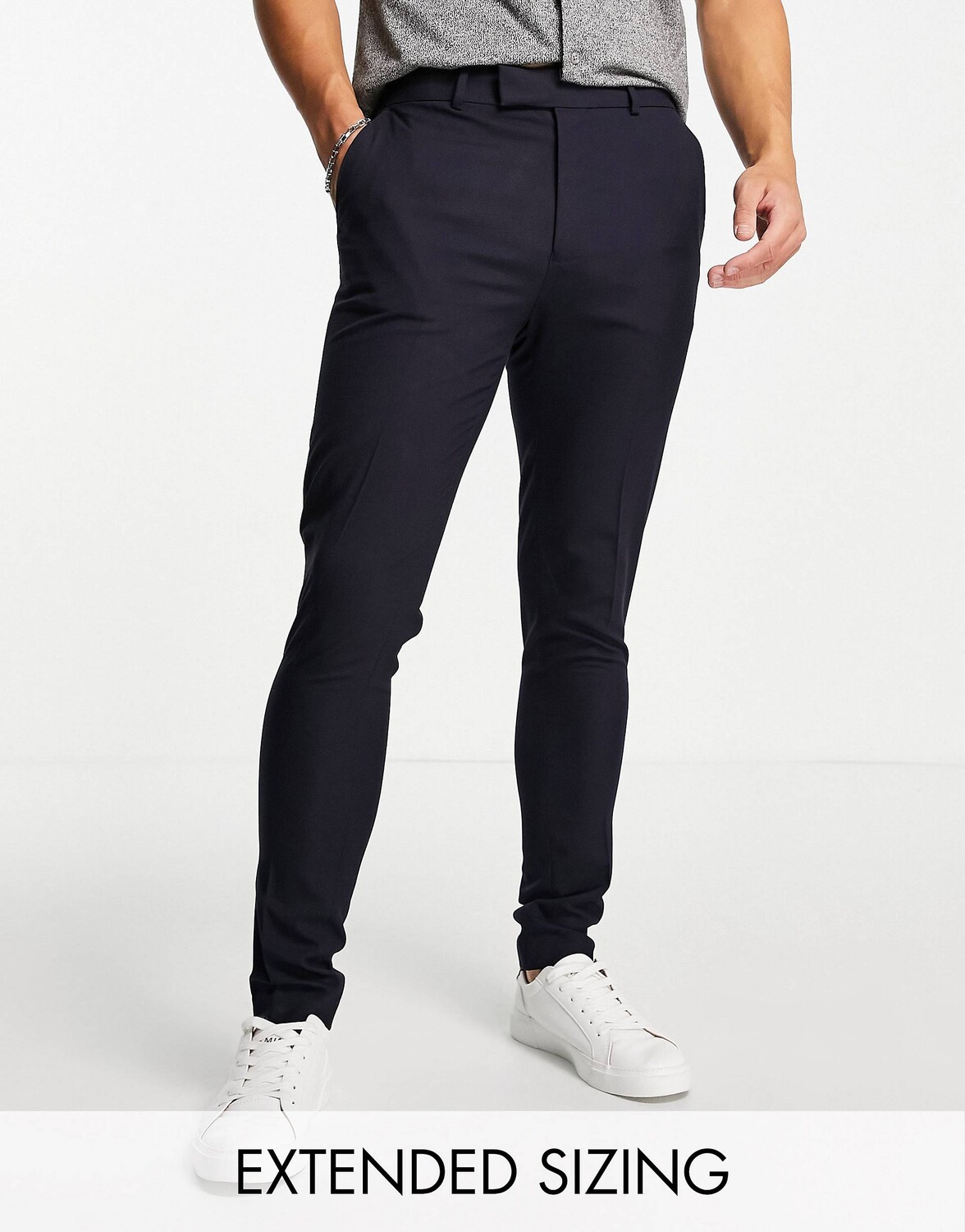 

Темно-синие элегантные брюки скинни ASOS DESIGN, Синий