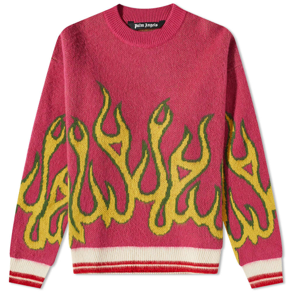 

Трикотаж с круглым вырезом и интарсией Flames Palm Angels