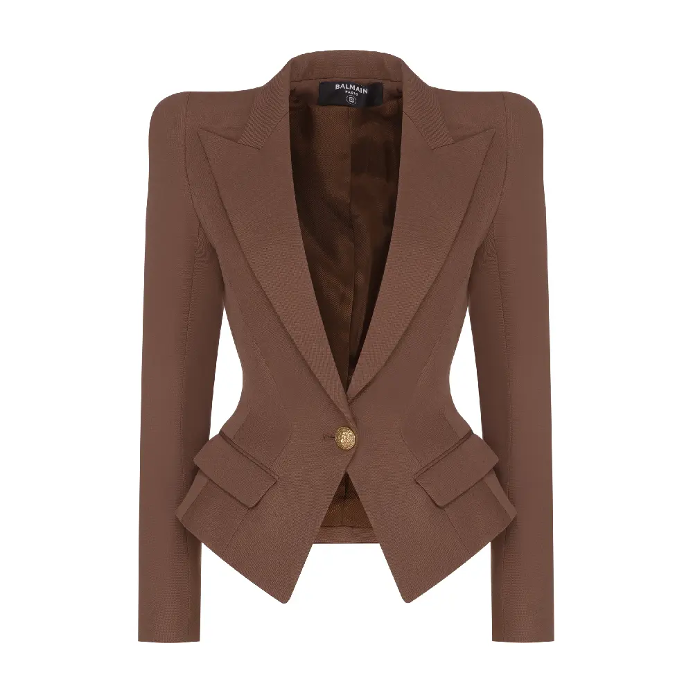 

Однобортный жакет Balmain Wool, коричневый