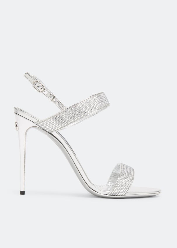 

Сандалии DOLCE&GABBANA Kim satin embellished sandals, серебряный