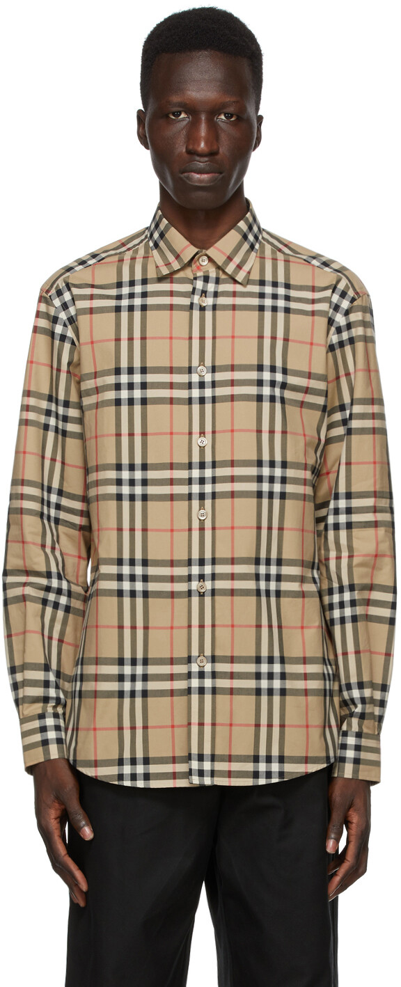 

Бежевая рубашка из поплина в клетку Burberry