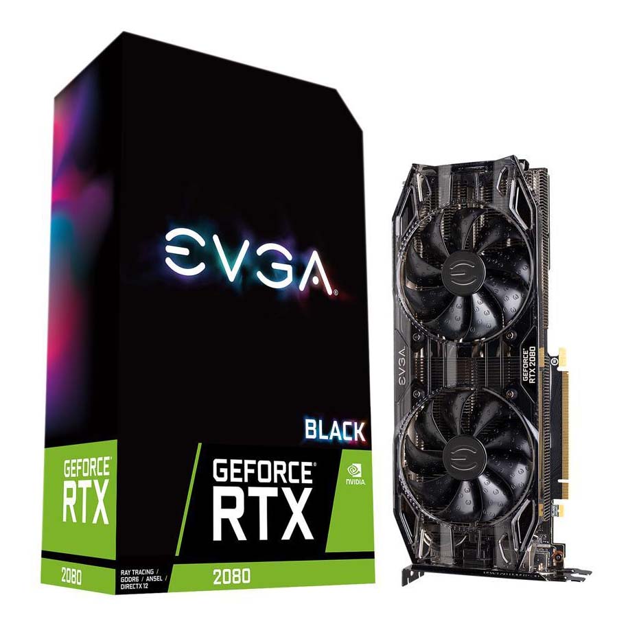 Видеокарта EVGA GeForce RTX 2080 Black, 8GB GDDR6, 08G-P4-2081-KR evga видеокарта evga geforce rtx 3070 xc3 ultra 08g p5 3755 kl