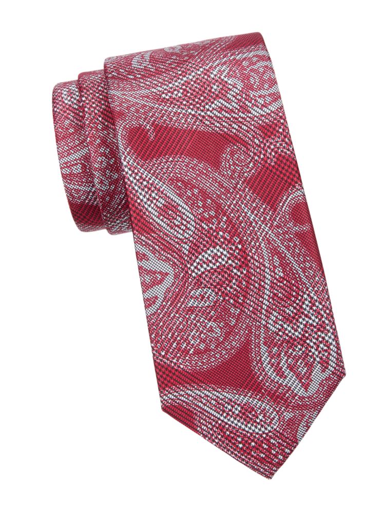 Шелковый галстук с пейсли Brioni, бордо