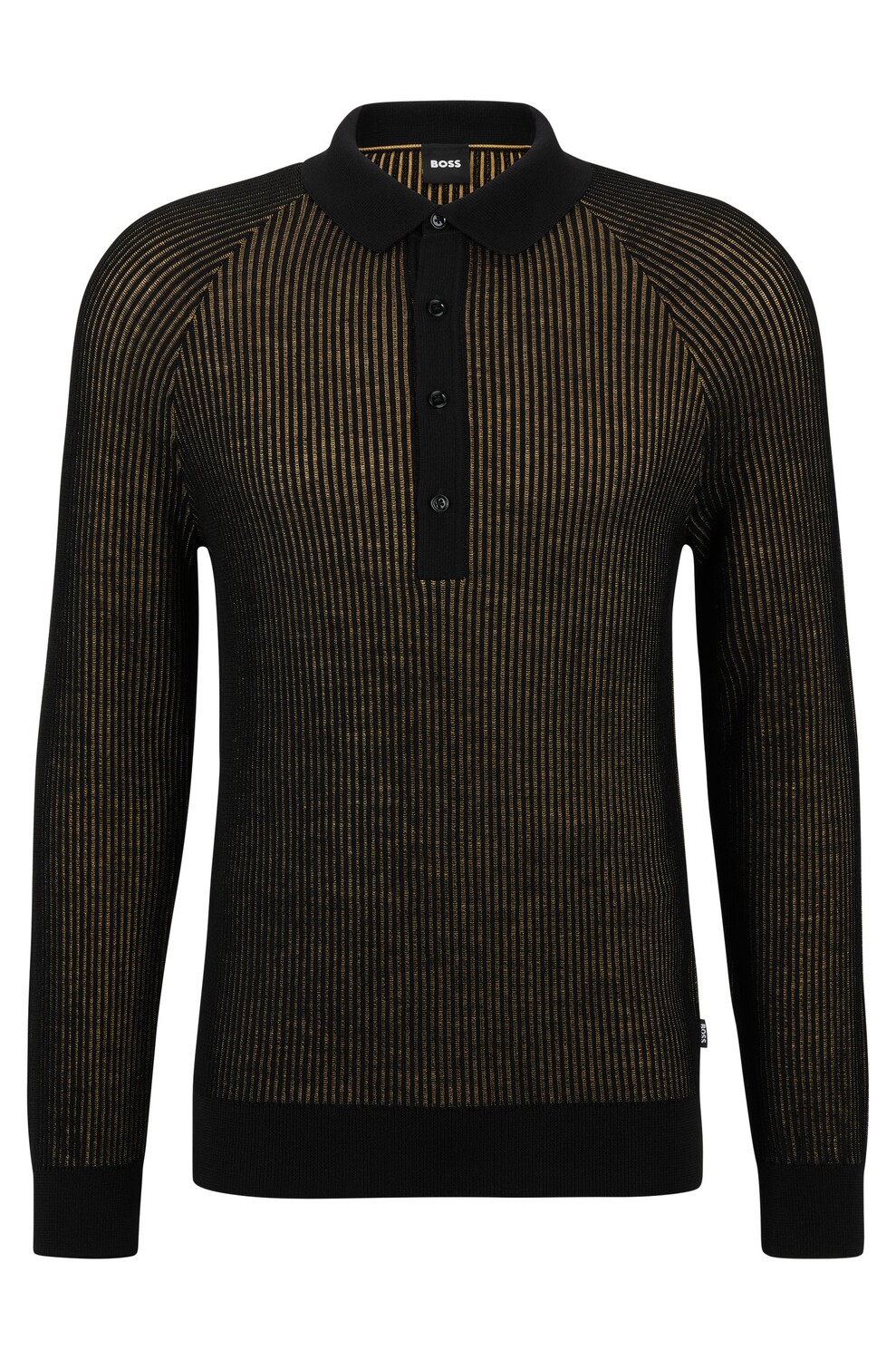 

Джемпер поло Hugo Boss Ribbed In A Slim Fit, черный/золотой