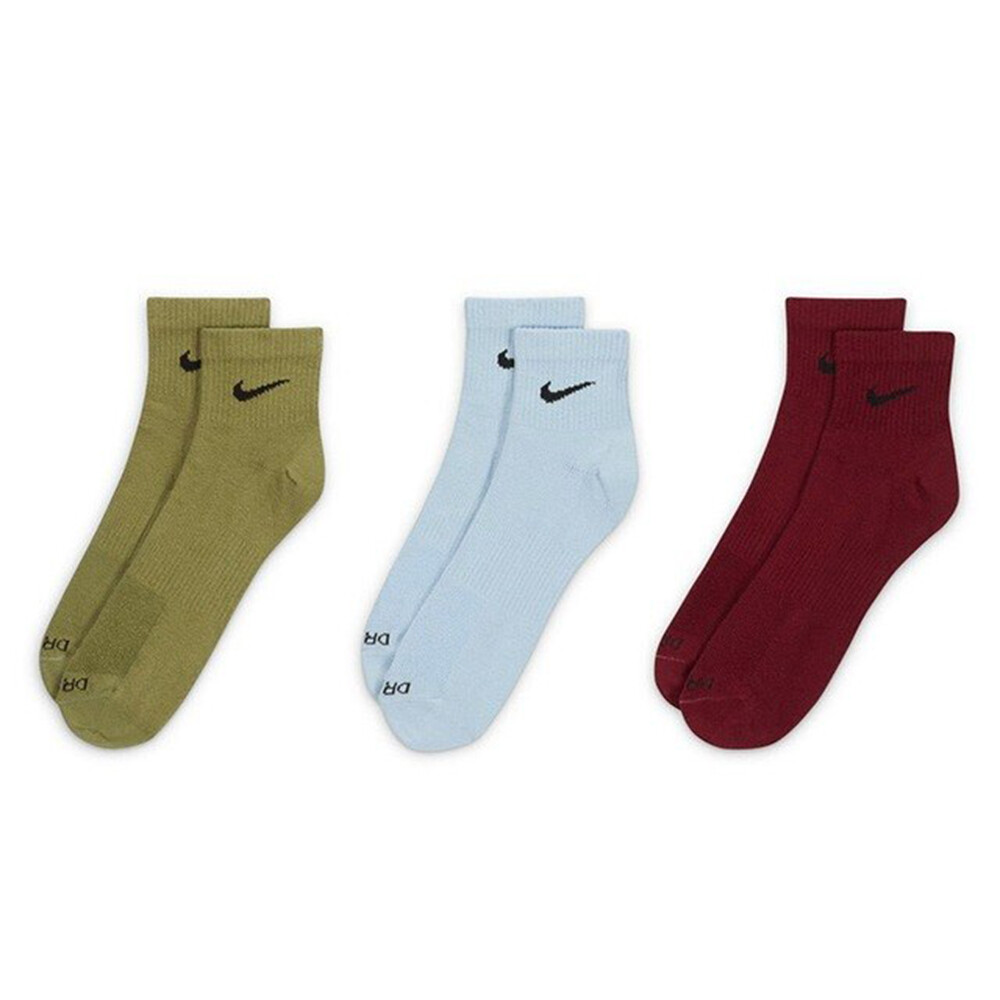 

Носки Nike U Nk Evry Plus Ltwt Ankle, 3 пары, зелёный/голубой/красный
