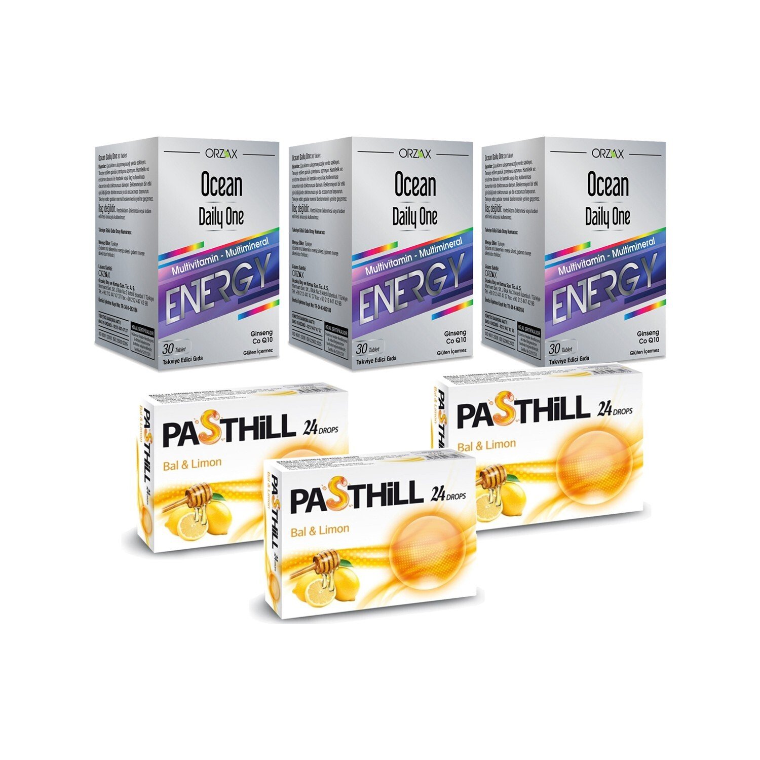 

Пищевая добавка Ocean Daily One Energy, 30 таблеток + Витамин C Pasthill Orange, 24 капли