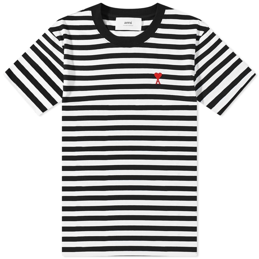 

Футболка AMI Small A Heart Stripe Tee, Черный