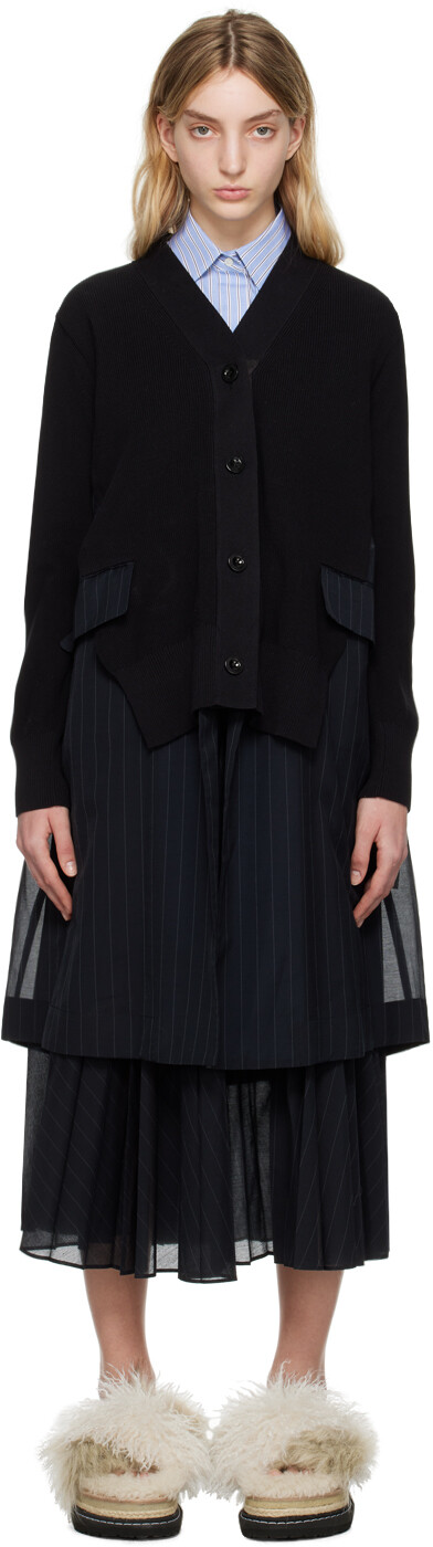 

Черный кардиган в полоску sacai