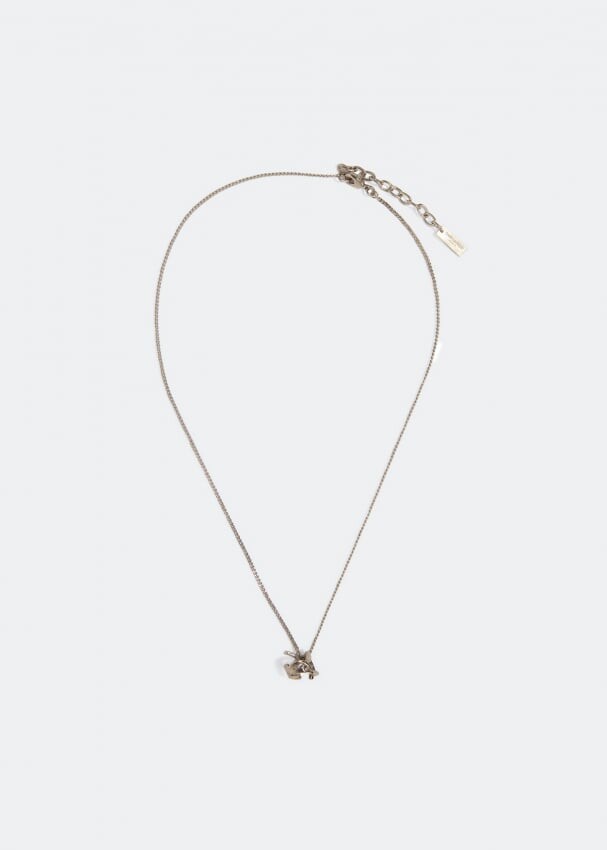 

Ожерелье SAINT LAURENT Monogram twist pendant necklace, серебряный