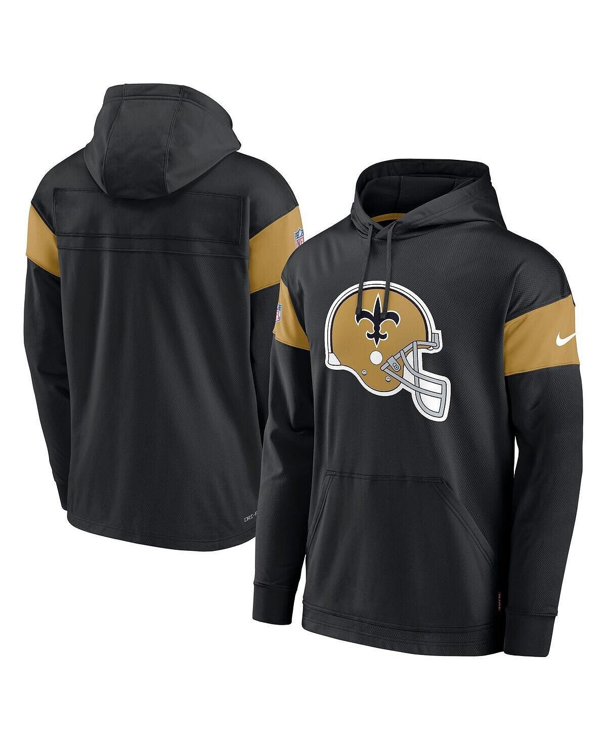 

Мужская черная толстовка с капюшоном new orleans saints sideline arch jersey performance pullover Nike, черный