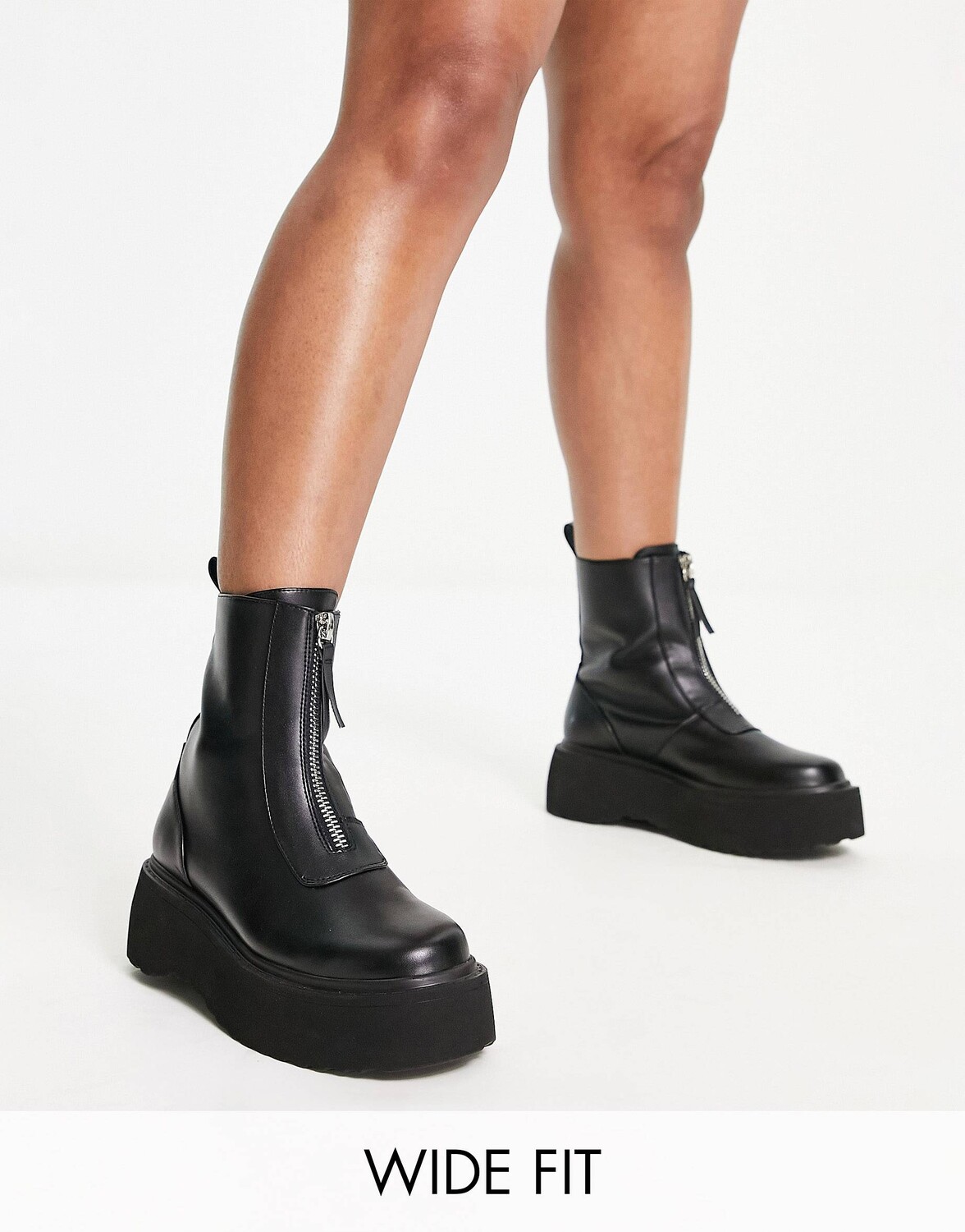 

Черные ботильоны широкого кроя с молнией спереди ASOS DESIGN Amsterdam, Черный