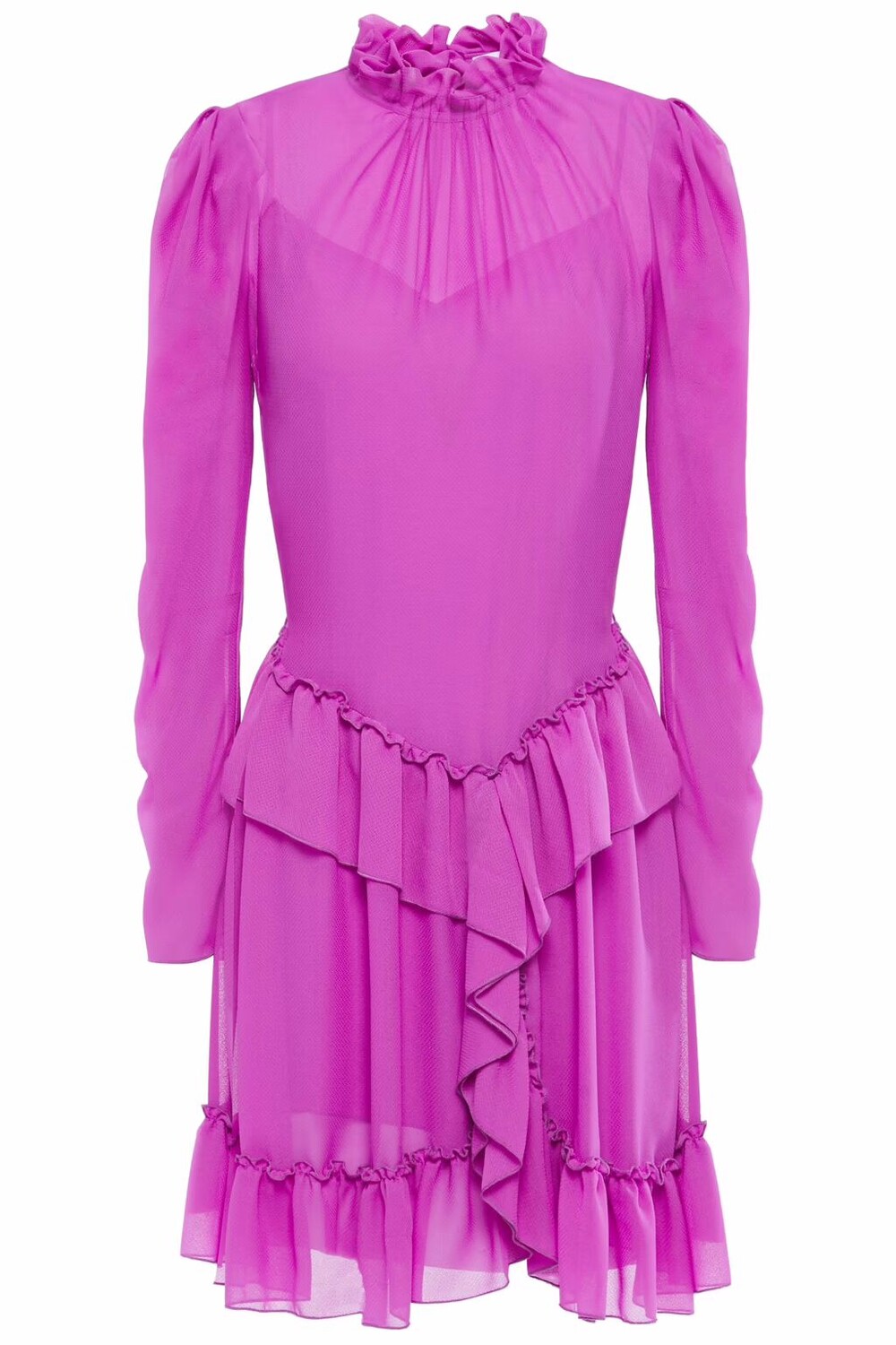 

Платье мини из жоржета с оборками See By Chloé, фиолетовый