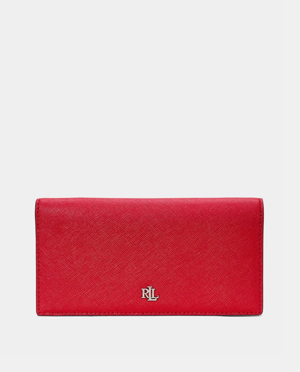 

Большой женский кожаный кошелек Lauren Ralph Lauren с клапаном, красный