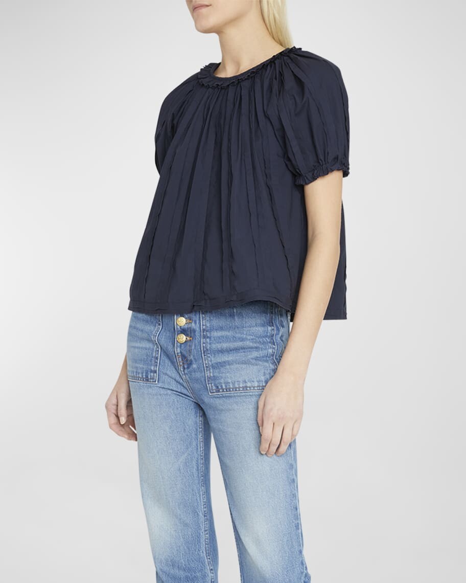 

Короткий поплиновый топ Lora с пышными рукавами Ulla Johnson