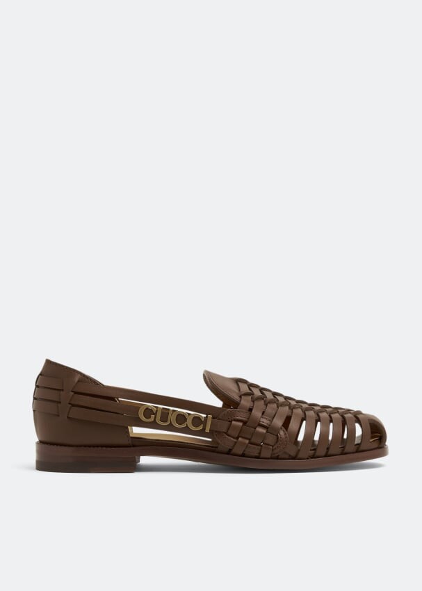 

Лоферы GUCCI Woven leather loafers, коричневый
