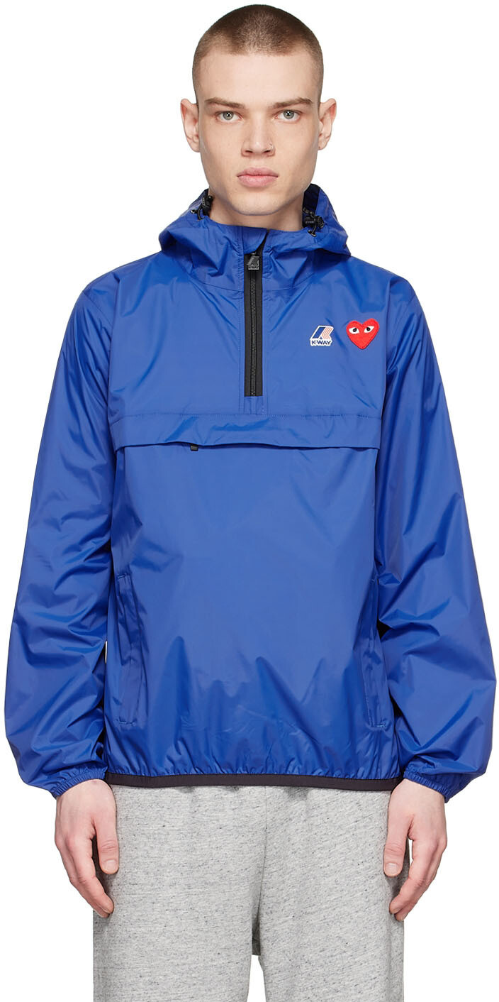 

Синяя нейлоновая куртка K-Way Edition Comme des Garçons Play, Синий