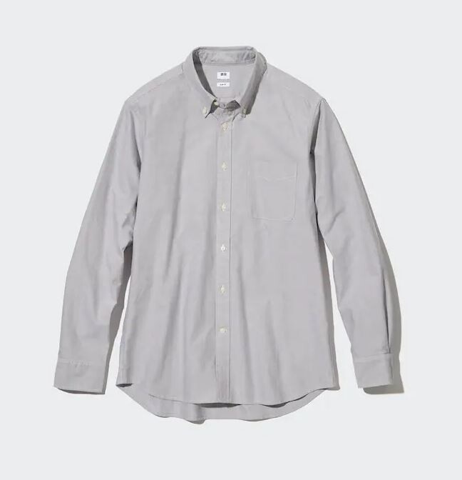 

Рубашка оксфорд Uniqlo Oxford Slim Fit, серый