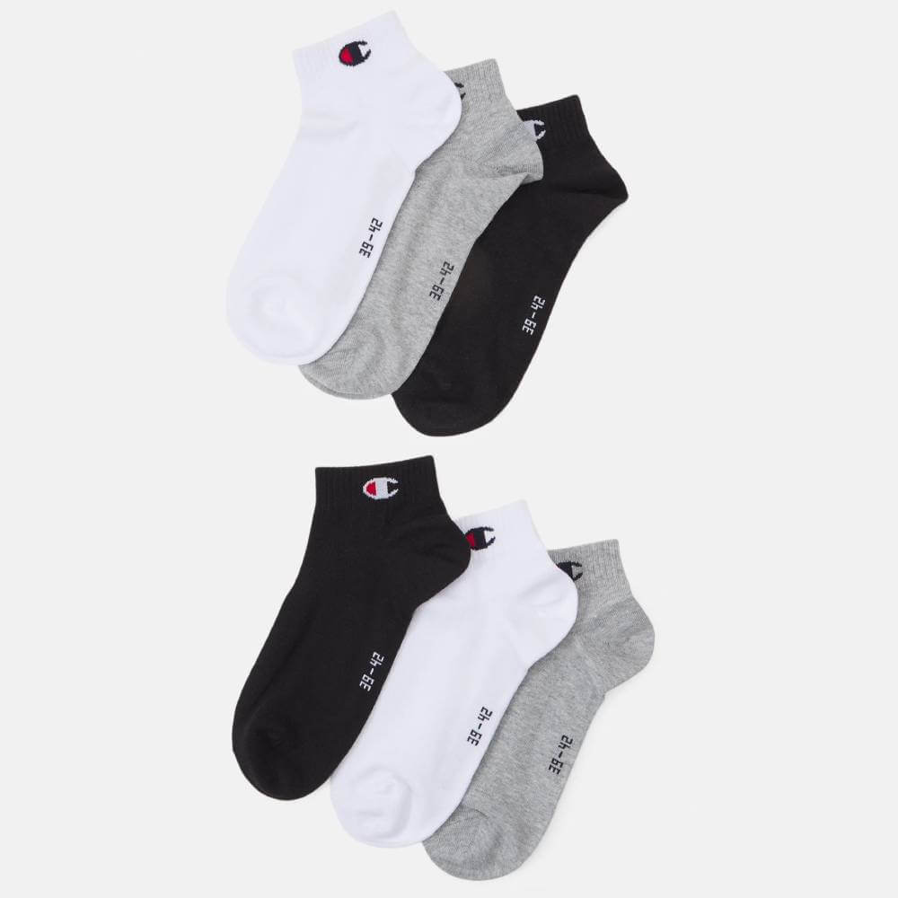 цена Комплект спортивных носков Champion Quarter Unisex, 6 пар, серый/черный/белый
