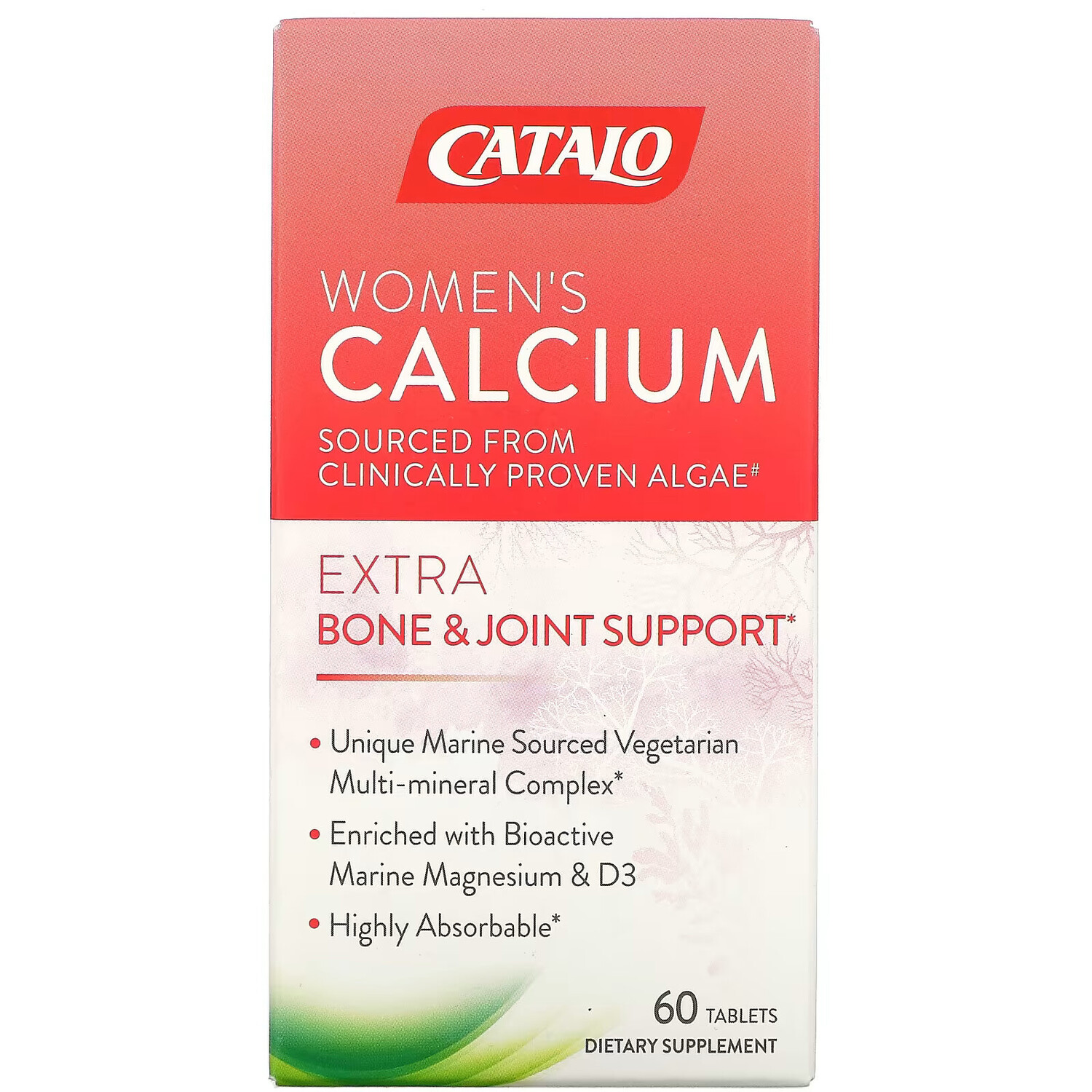 

Catalo Naturals, Кальций для женщин, поддержка костей и суставов, 60 таблеток