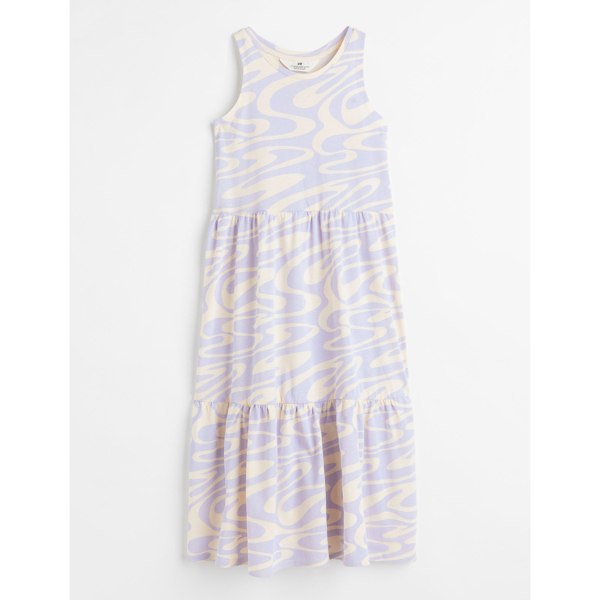Хлопковое платье H&M Patterned, светло-фиолетовый/белый