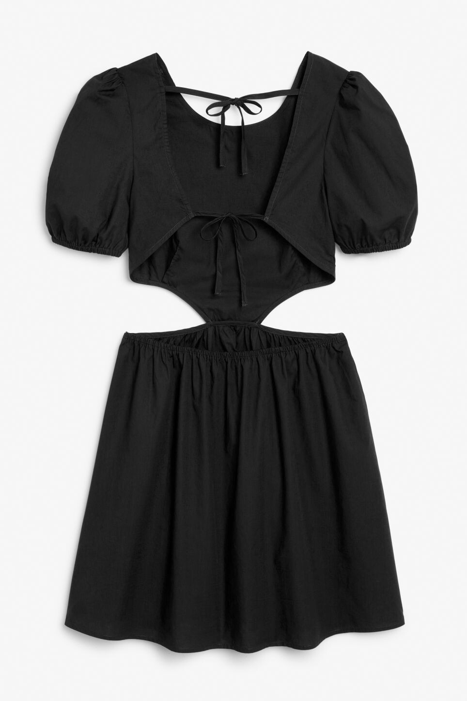

Мини-платье Monki из поллина с рукавами-фонариками и открытой спиной, черный