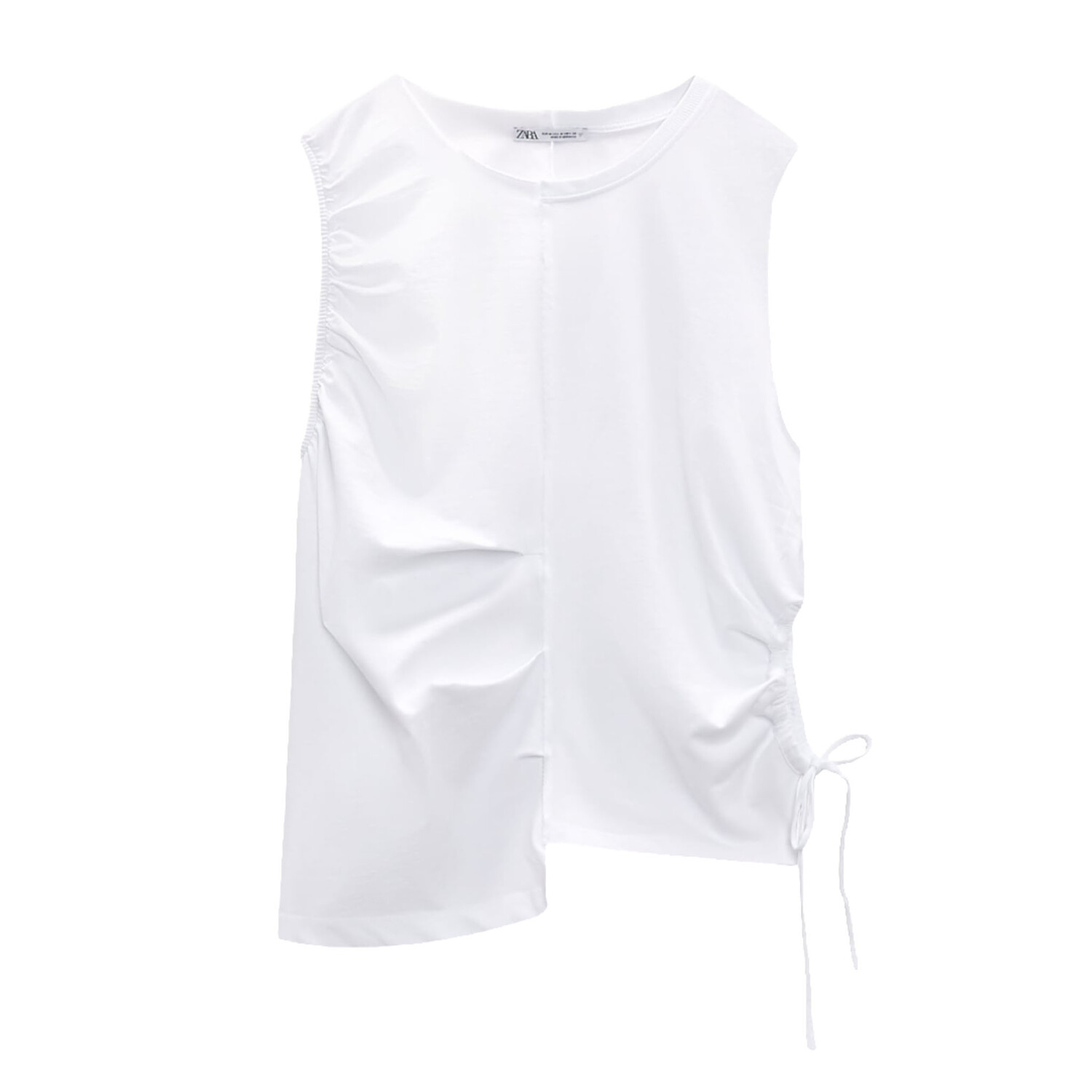 

Футболка Zara Gathered With Cut-out Detail, белый