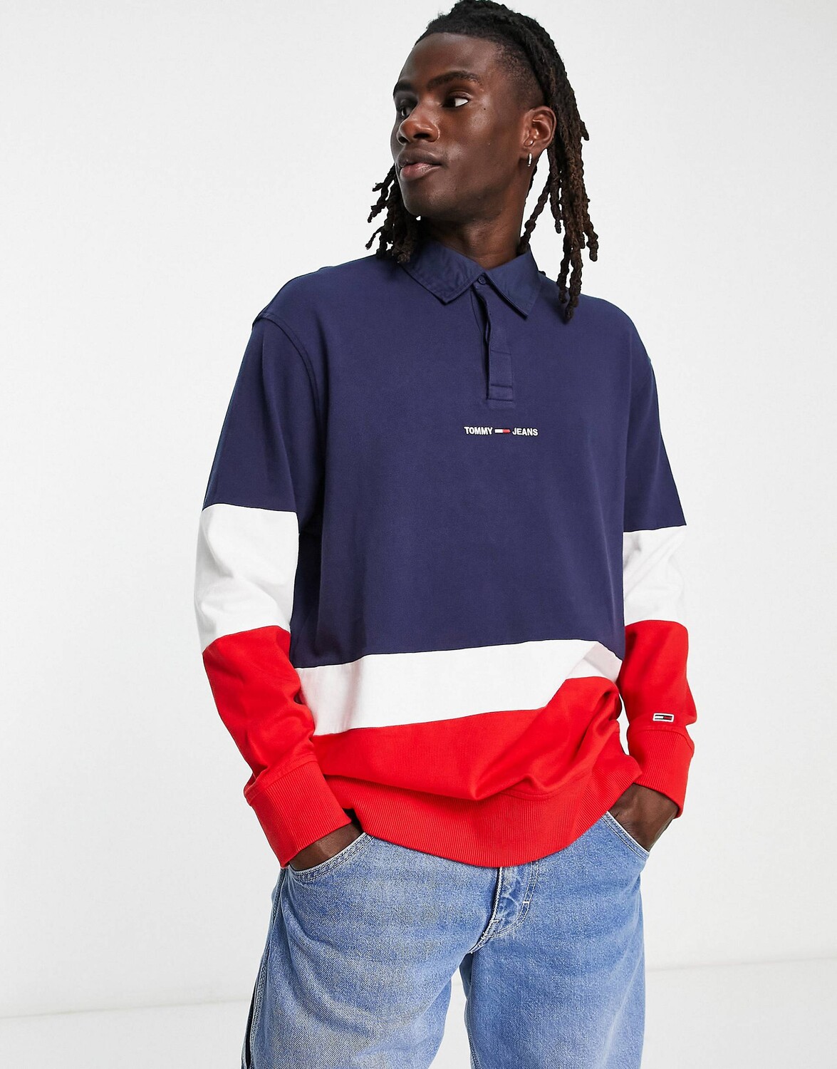 

Темно-синее поло регби в стиле колор-блок Tommy Jeans Archive - NAVY