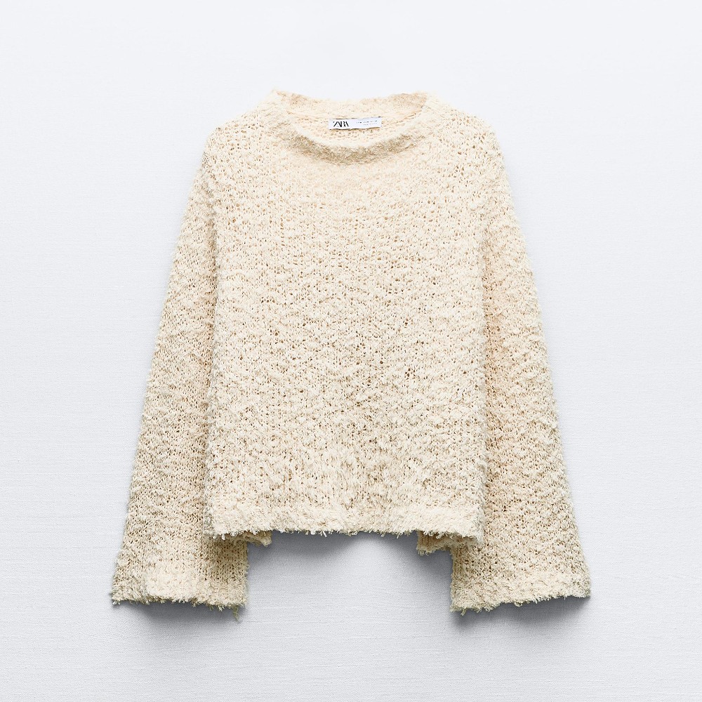 свитер zara knit with matching textured detail кремовый Свитер Zara Textured Knit, кремовый