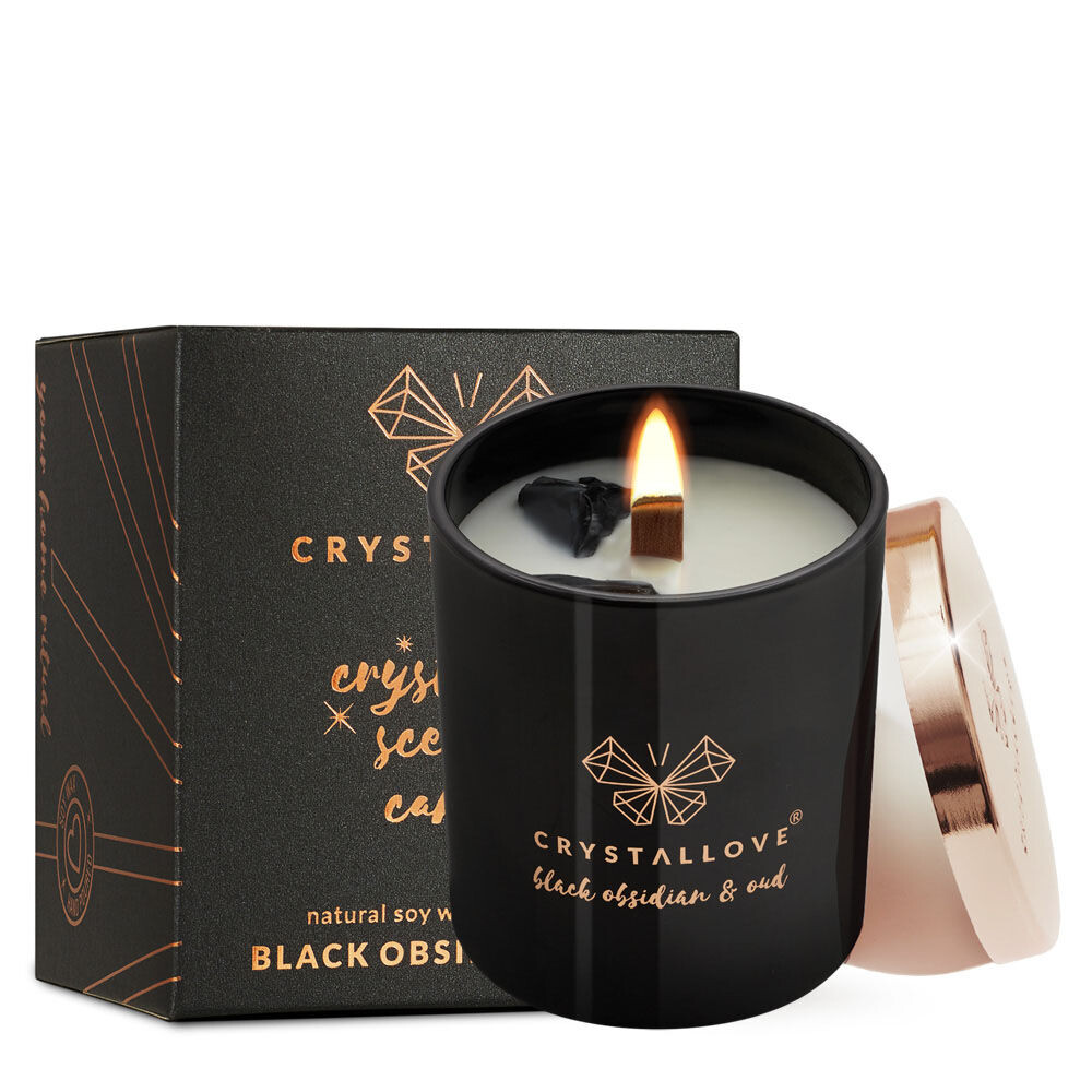 

Crystallove Crystalized соевая свеча с черным обсидианом и удом, 220 г