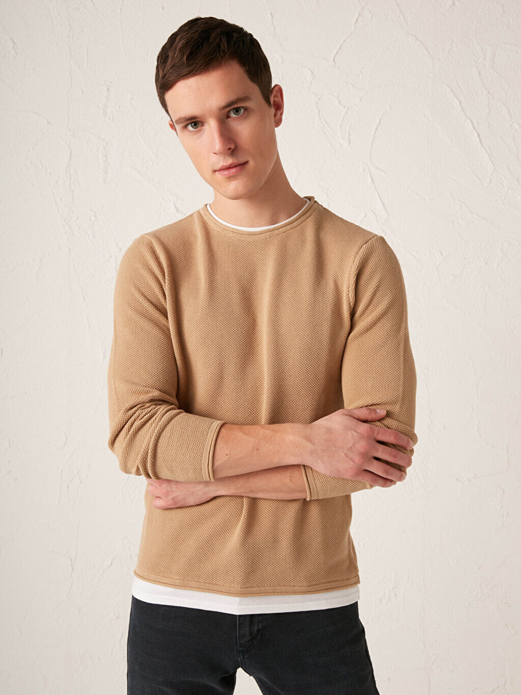 

Тонкий трикотажный свитер с круглым вырезом LCW Casual