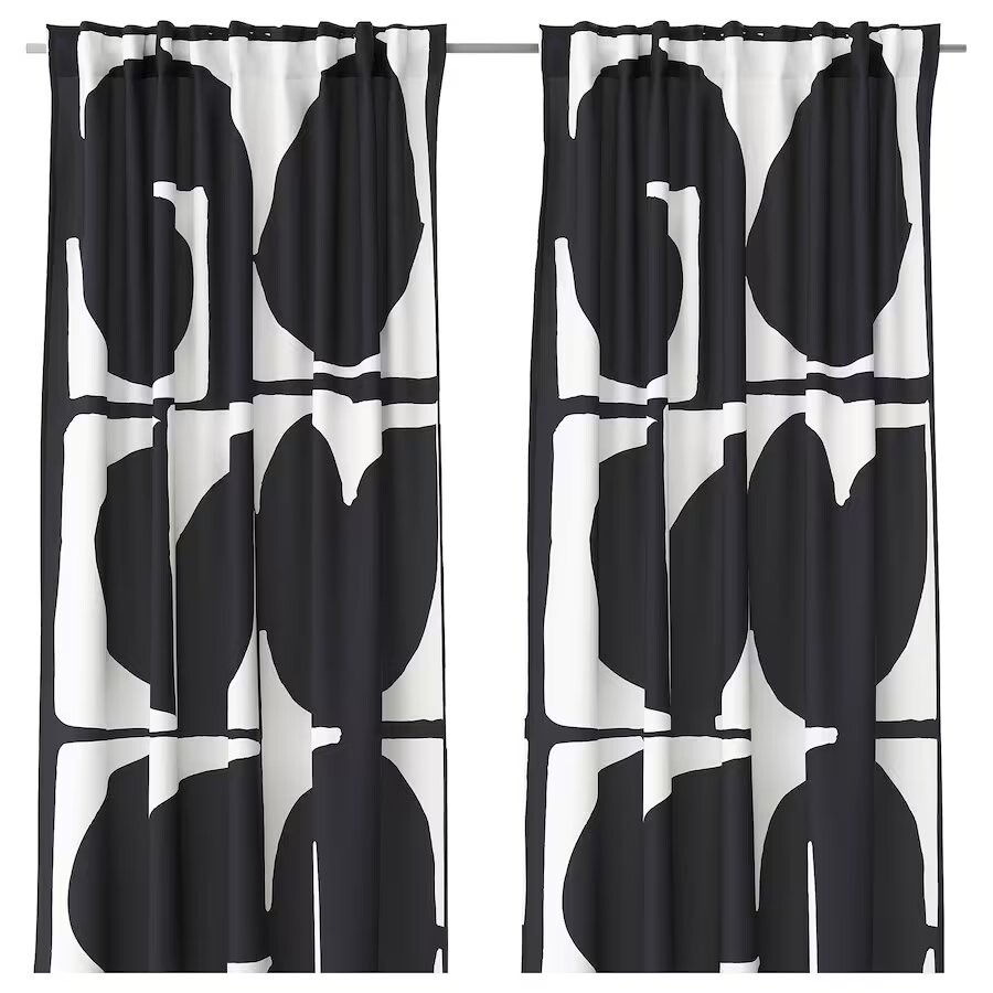 

Шторы Ikea Skärmtry 145x250 см, 2 предмета, черный/белый