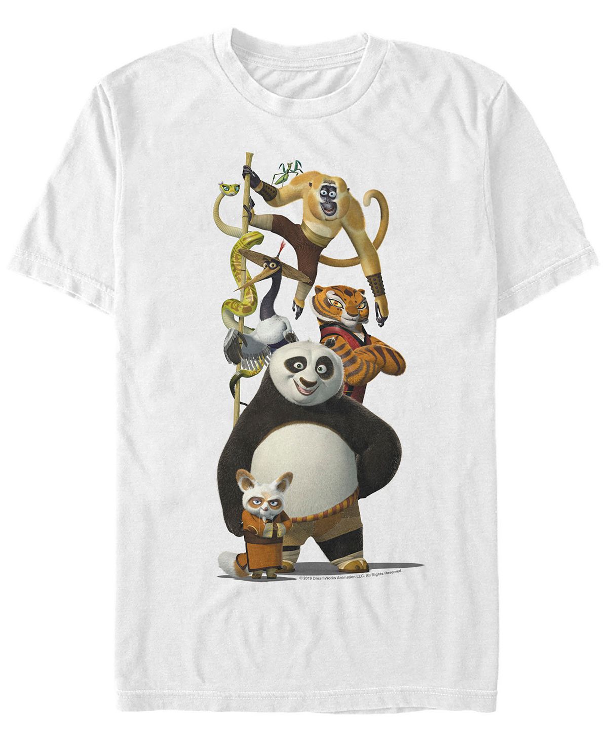 Мужская футболка с короткими рукавами по и друзья кунг-фу панда Fifth Sun, белый