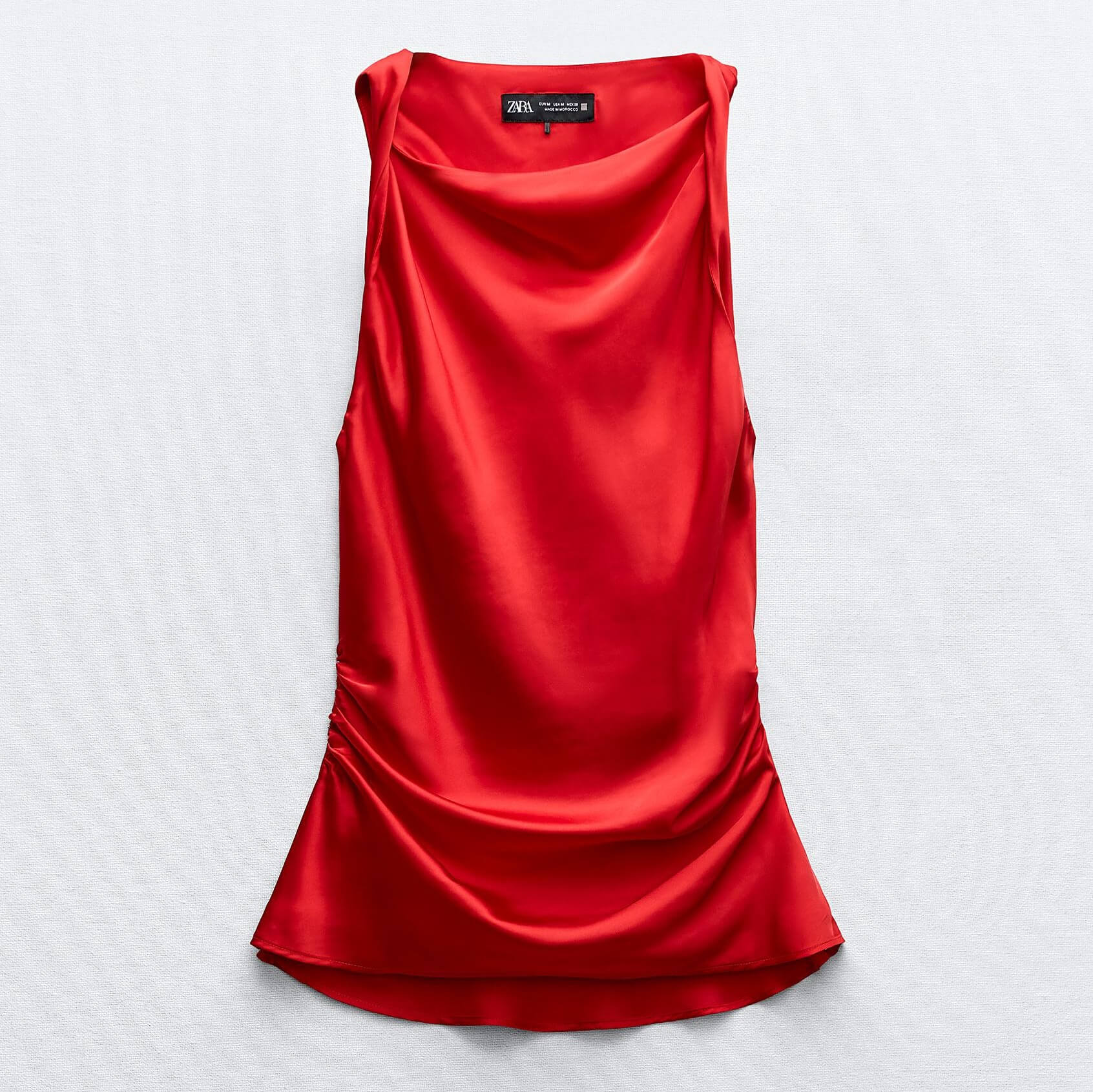 Топ Zara Draped Satin, красный топ zara satin corsetry inspired белый