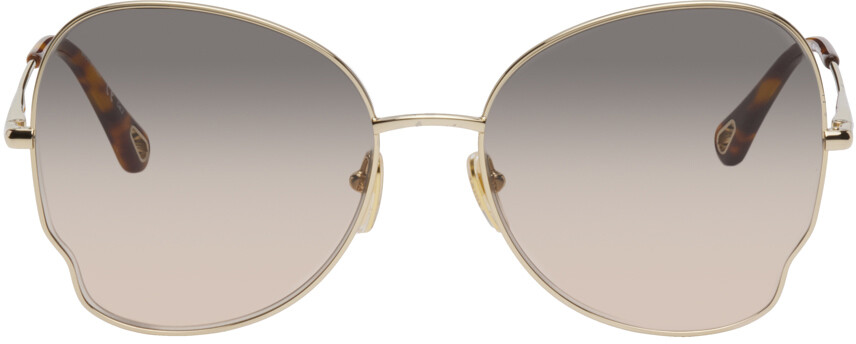 

Золотые овальные солнцезащитные очки Chloé