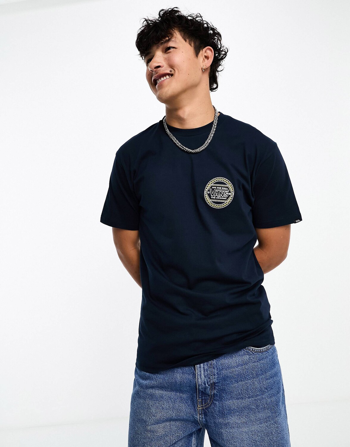 

Футболка Vans Circle Checker Drop V With Back Print, темно-синий