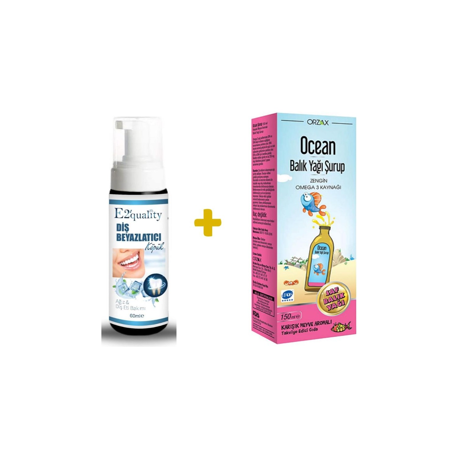 Отбеливающая пена для зубов Orzax E2' Quality + Омега-3 Orzax Ocean, 150 мл