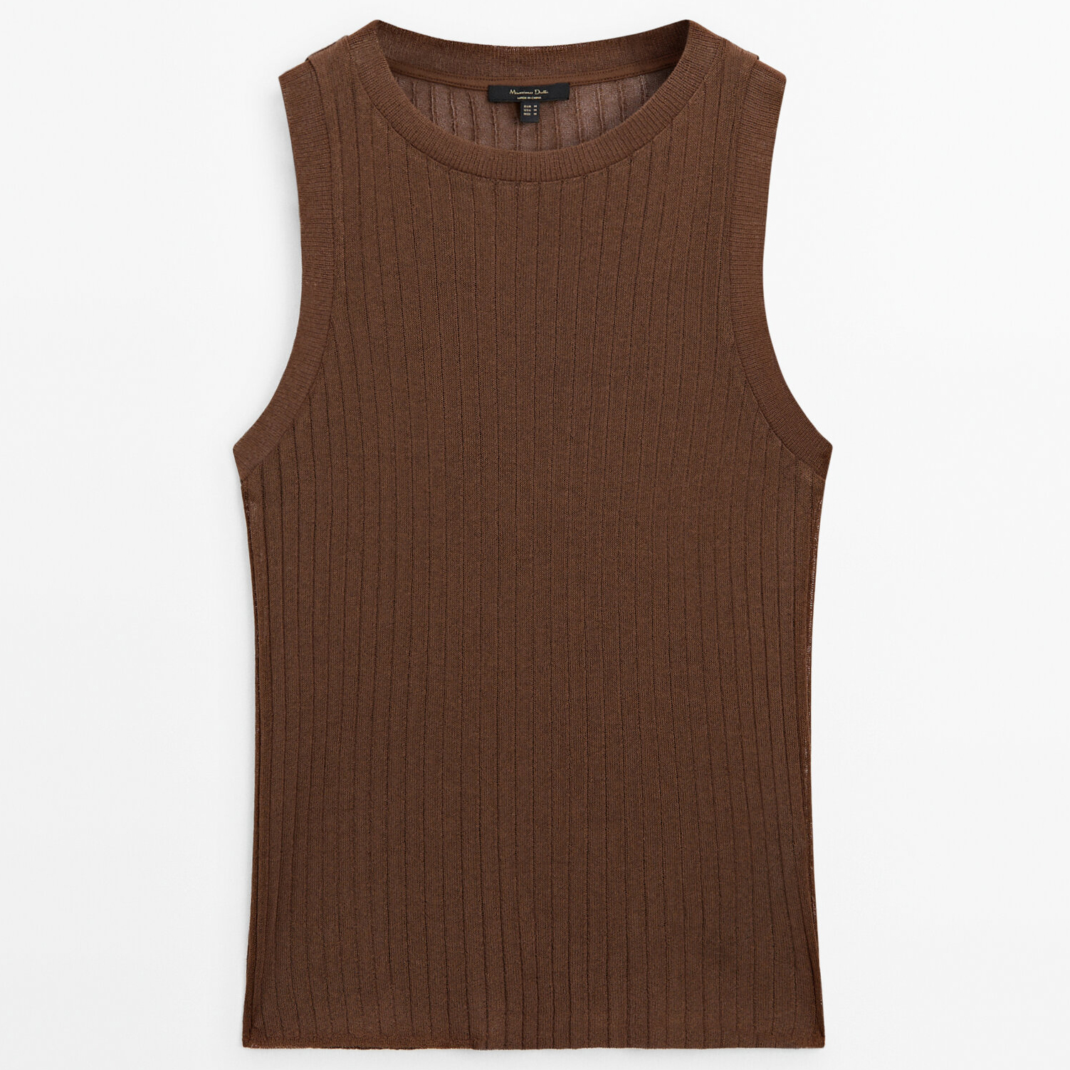 Топ Massimo Dutti Sleeveless Open-knit, коричневый женский шифоновый топ без рукавов однотонный пуловер с круглым вырезом приталенный жилет офисная повседневная одежда весна лето 2022