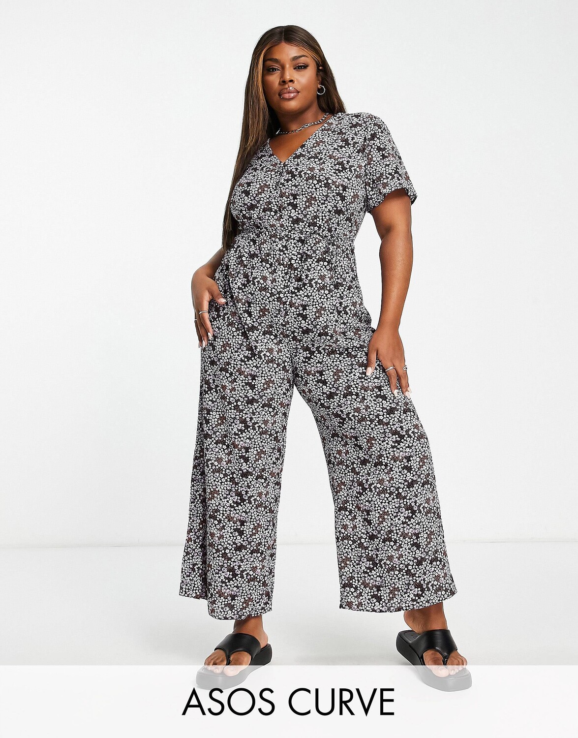 

Сиреневый комбинезон на пуговицах спереди ASOS DESIGN