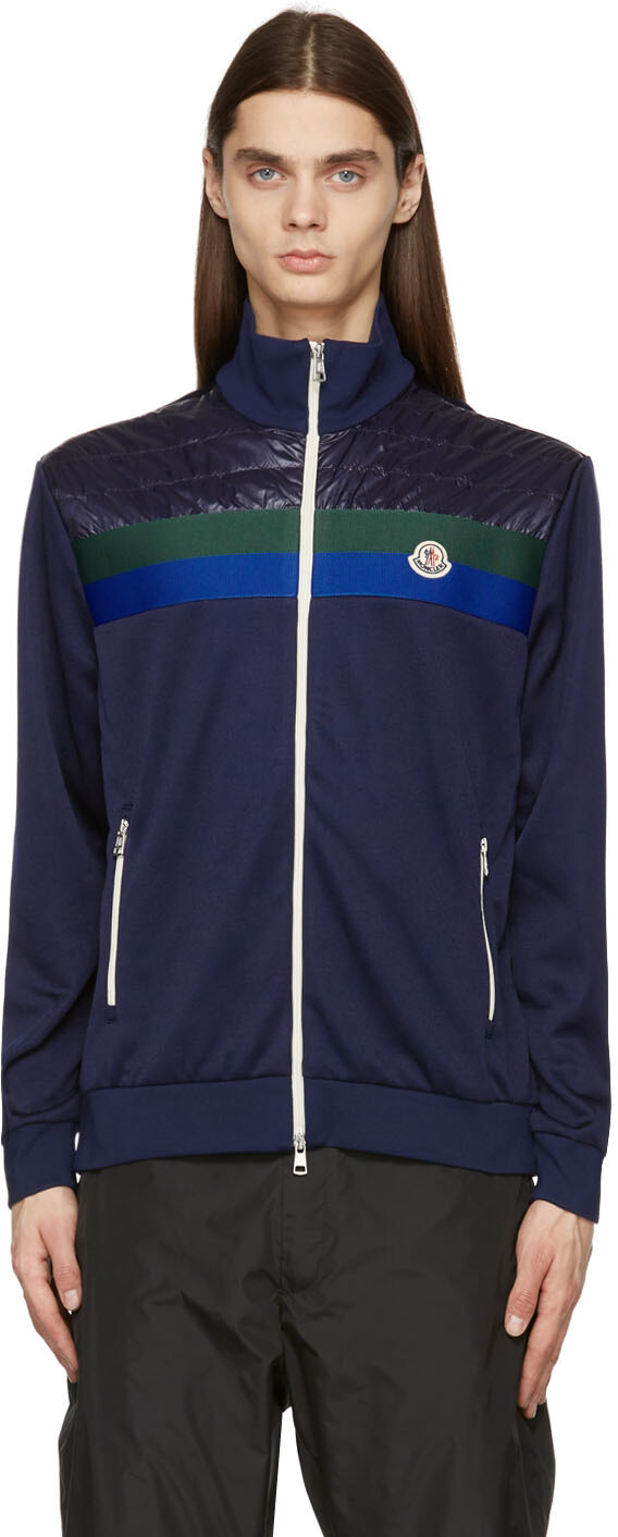 

Темно-синяя утепленная куртка на молнии Moncler, Синий