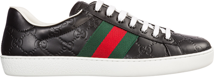 Кроссовки Gucci Ace Black Logo, черный - фото