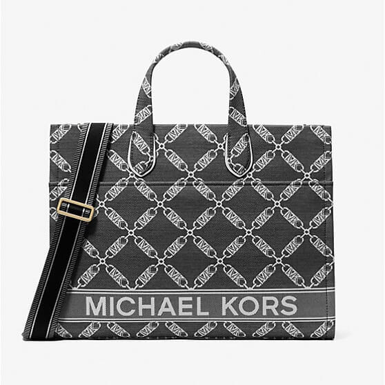 Сумка-тоут Michael Michael Kors Gigi Large Empire Logo Jacquard, черный/белый большая сумка тоут с логотипом empire michael kors черный