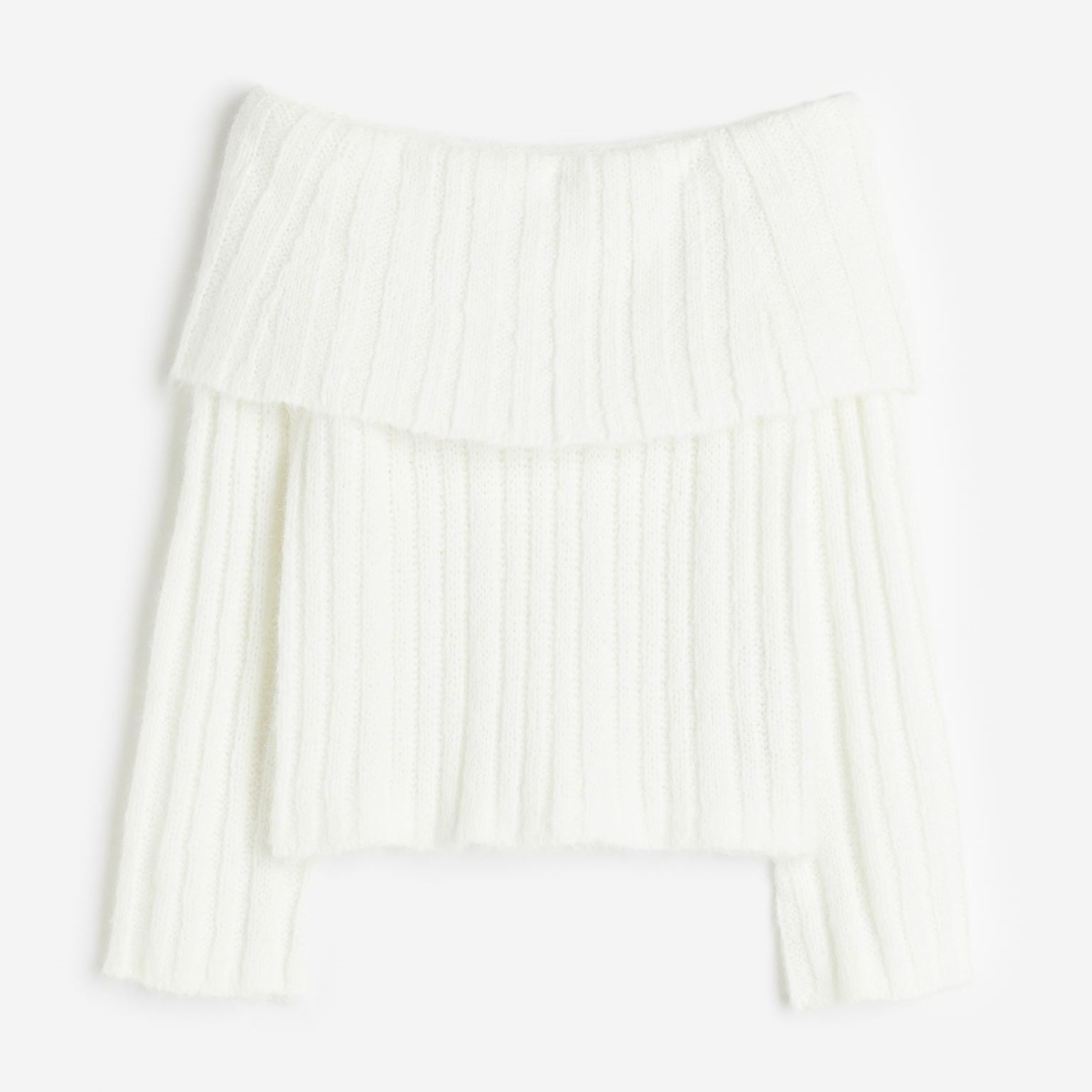 Джемпер H&M Rib-knit Off-the-shoulder, кремовый