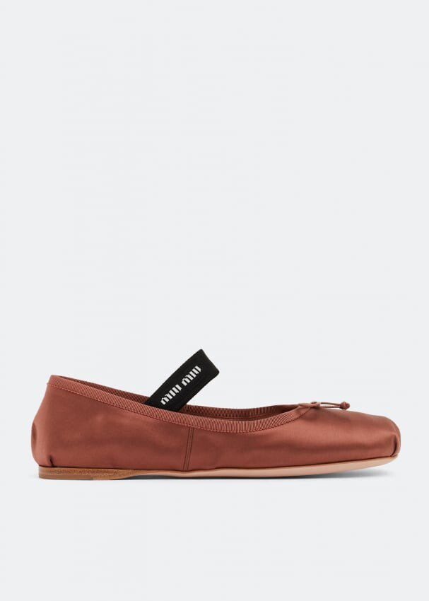 

Балетки MIU MIU Satin ballerinas, коричневый