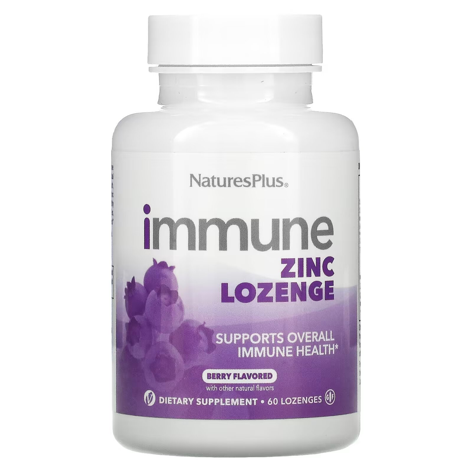 NaturesPlus, Immune Zinc, ягодный, 60 пастилок - фото