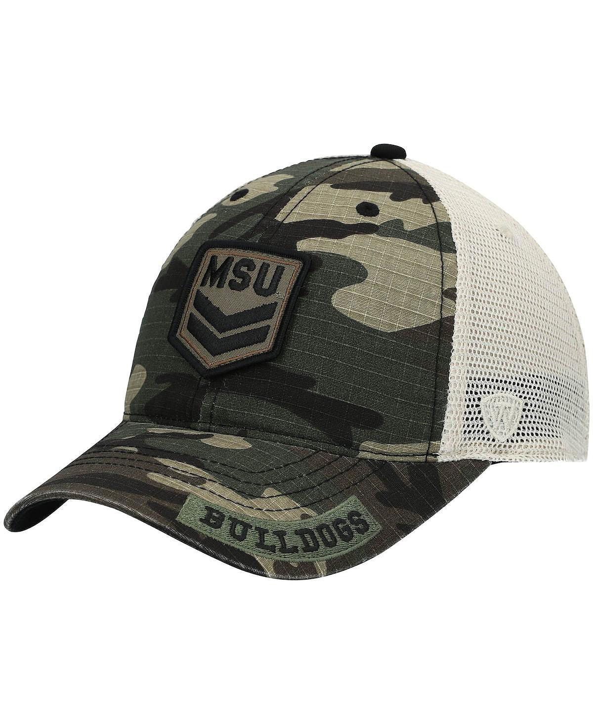 Мужская камуфляжно-кремовая регулируемая шляпа с защитным щитком в стиле милитари Mississippi State Bulldogs OHT Top of the World