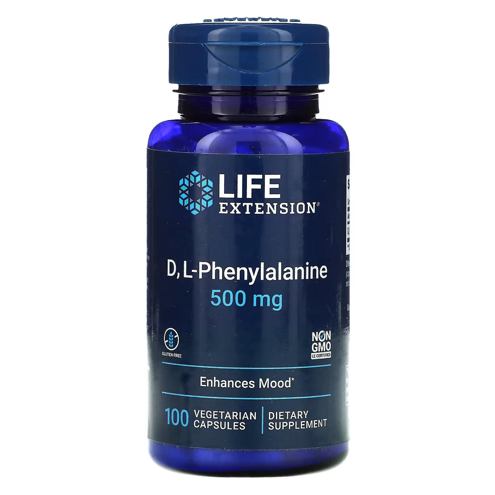 Life Extension, D, L-фенилаланин, 500 мг, 100 вегетарианских капсул life extension магниевые капсулы 500 мг 100 вегетарианских капсул