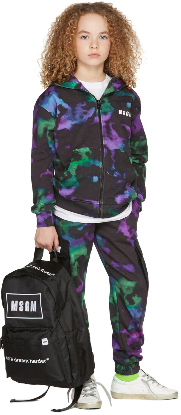 

Детская черная худи с принтом тай-дай MSGM Kids